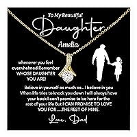 To My Beautiful Daughter Necklace, Idea Gifts For Daughter, Father Daughter Necklace, Jewelry Gifts Birthday Gifts For Daughter Graduation Necklace With Meaningful Message Card And Box.