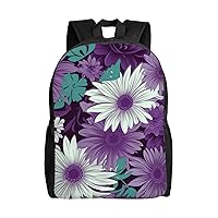 Laptop Backpack 16.1 Inch with Compartment purple white Floral Laptop Bag Lightweight Casual Daypack for Travel