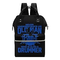 Old Man Drummer Durable Travel Laptop Hiking Backpack Waterproof Fashion Print Bag for Work Park Black-Style