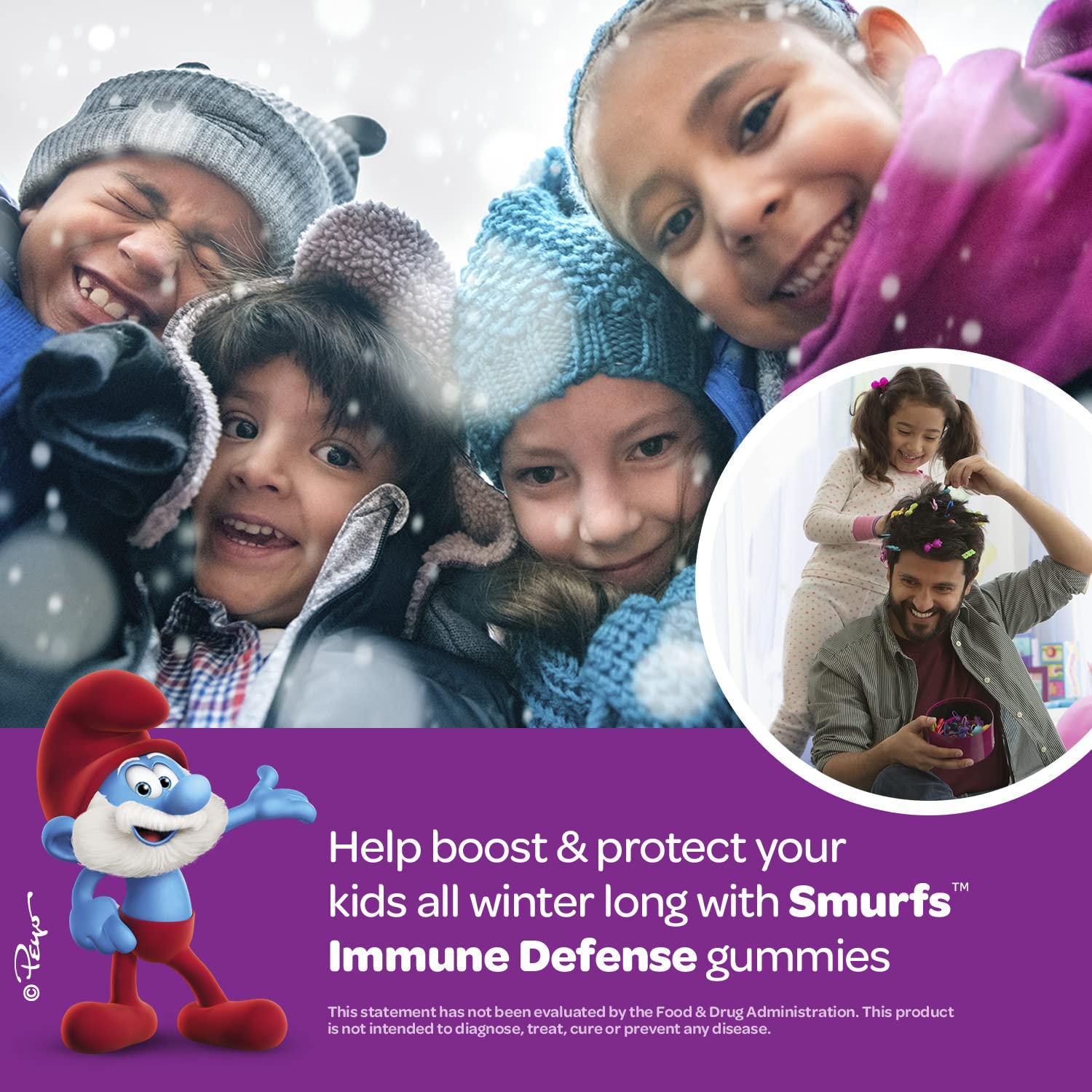 The Smurfs Immune Support Supplement Vitamins for Kids with Elderberry, Zinc, Vitamin C & D for Immune Defense Age 3+ | Made with Real Fruit in a Smurf Berry | Doctor Developed & Non-GMO | 40 Gummies