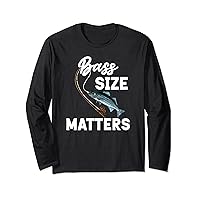 Size Matters Funny Striped Bass Fishing Joke Mens Humor Long Sleeve T-Shirt