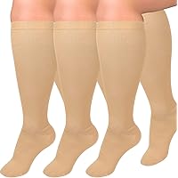 Diu Life 3 Pairs Plus Size Compression Socks for Women and Men Wide Calf Extra Knee High Support for Circulation