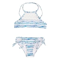 Sporty 2-Piece Bikini Bathingsuit Swimwear Blue White Costa Azul Sizes 7, 8 and 9