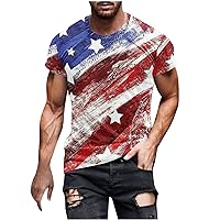 2024 Summer T-Shirts for Men American Flag Shirts 4th of July USA Flag Patriotic Tees Crewneck Workout Muscle Tshirt