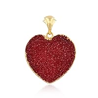 Mode Joays Heart Shape Red Agate Druzy necklace, 18K Gold Electroplated, Single Bail Pendant Charms, DIY pendant necklace