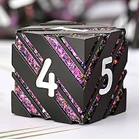 Stripe Metal DND Dice,DNDND Metallic Stripes Dice with Gift Metal Box for Dungeons and Dragons D&D (Purple Stripes)