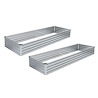 2pcs 6x3x1FT Galvanized Raised Garden Bed-Outdoor Planter Box for Vegetables,Metal Garden Bed with Corner,Planter Raised Bed,Silver