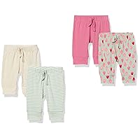 Amazon Essentials Baby Girls' Cotton Pull-On Pants, Multipacks