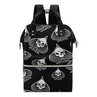Skull in Spade Wide Open Designed Diaper Bag Waterproof Mommy Bag Multi-Function Travel Backpack Tote Bags