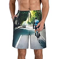 Car and Bicycle Men's Beach Shorts â€“ Quick Dry, Soft Light Loose Leisure Summer Clothing, Fashionable Breathability