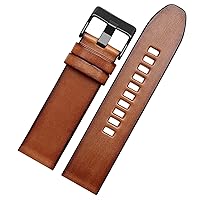 Genuine Leather watchband for Diesel Watch Belt DZ4476/4482 DZ7408 7406 4318 Strap 22 24 26 28mm Large Size Men Wrist Watch Band (Color : 1514 Brown Black, Size : 24mm)
