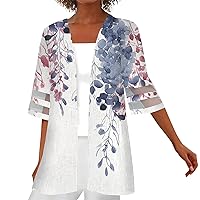 COTECRAM Womens 2024 Summer Floral Printed Cardigan Long Sleeve Kimono Loose Cover Up Casual Blouse Tops Cruise Outfits
