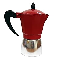 IMUSA USA B120-42T Aluminum Stovetop Coffeemaker, Espresso Machine, 3-Cup, Red