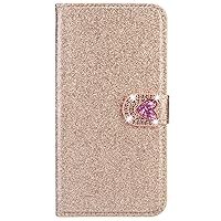 XYX Wallet Case for Samsung Galaxy A51 5G, Bling Glitter Red Love Diamond Buckle Flip Card Slot Luxury Girl Women Phone Cover - Gold