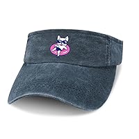 Funny Swimming French Bulldog Leaky Top Denim Hat Print Sun Visor Hat Baseball Cap Golf Hat for Adult