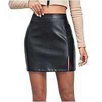 Womens Ruffle Leather Skirt Asymmetrical Hem Mini Skirts High Waisted Retro Pleated Skirt Casual Club Metallic Skirts