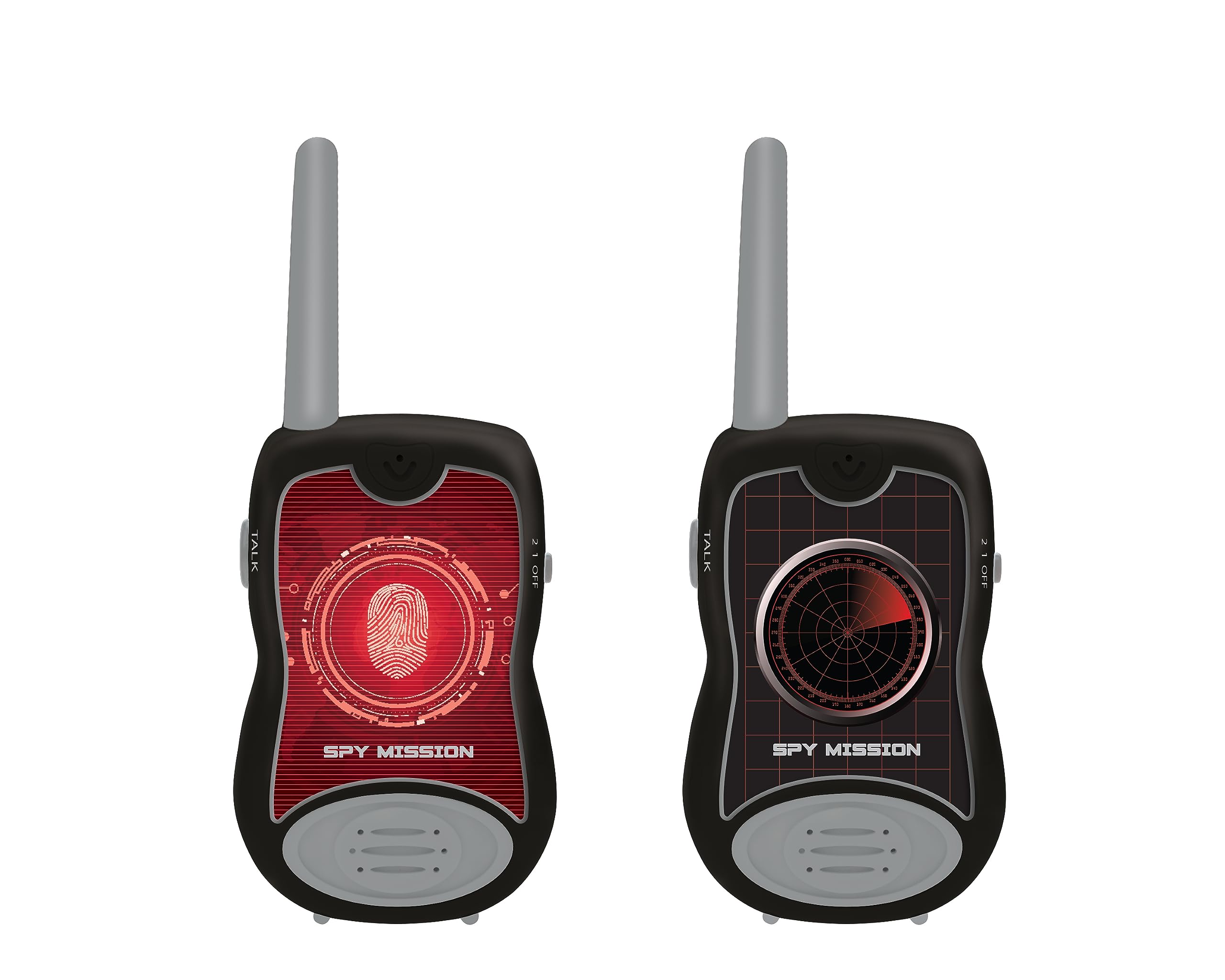 Lexibook - Spy Mission - Walkie Talkies, 200m, Communication Set for Kids, 2 Communication Channels, Belt Clip, Black/Red, TW12SPY
