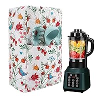 Smart Blender Cover,Food Processor Dust Cover, Large Size 9”Lx7”Wx16.5”H, Diamond Collection Kitchen Appliance Case With One Big Pockets, Year Around Protection For Appliances (Flower with Bird)