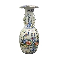 Oriental Furniture Warehouse Chinese Porcelain Vase 4-Lion Handle Mushroom Top