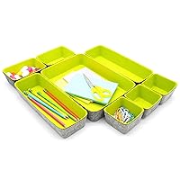 drawer organizers tray dividers shallow felt storage bins soft sturdy office suppliers closet cabinet makeup crafts pens Mother's day gift 8-piece (Spring Green)