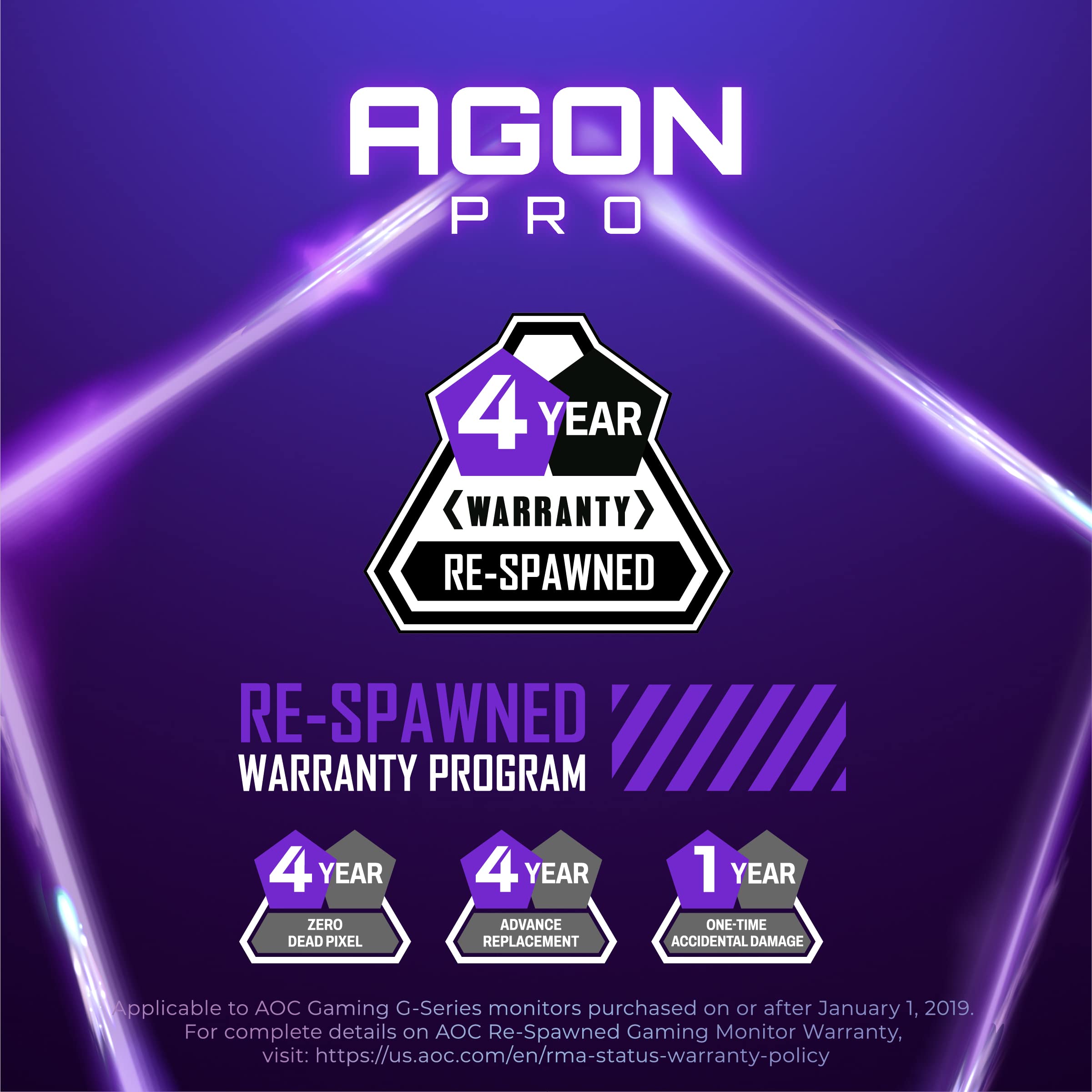 AOC Agon PRO AG274QZM 27” Tournament Gaming Monitor, QHD 2560x1440, 240Hz 1ms, G-SYNC Compatible, DisplayHDR 1000, Mini-LED Backlight, Height Adjustable