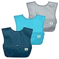 green sprouts Snap and Go Easy-wear Bibs for Baby & Toddler (3 pk) | Protection for Messy Eaters | Flipped Pocket, Easy Clean