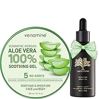 korean Moisture Bundle Korean Aloe Vera Gel with Pure Argan oil USDA certified for Hair Face Body bundle