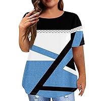Womens Plus Size Tops Casual Crew Neck T Shirts Short Sleeve Graphic Tees Fashion Basic Outfits Clothes 2024