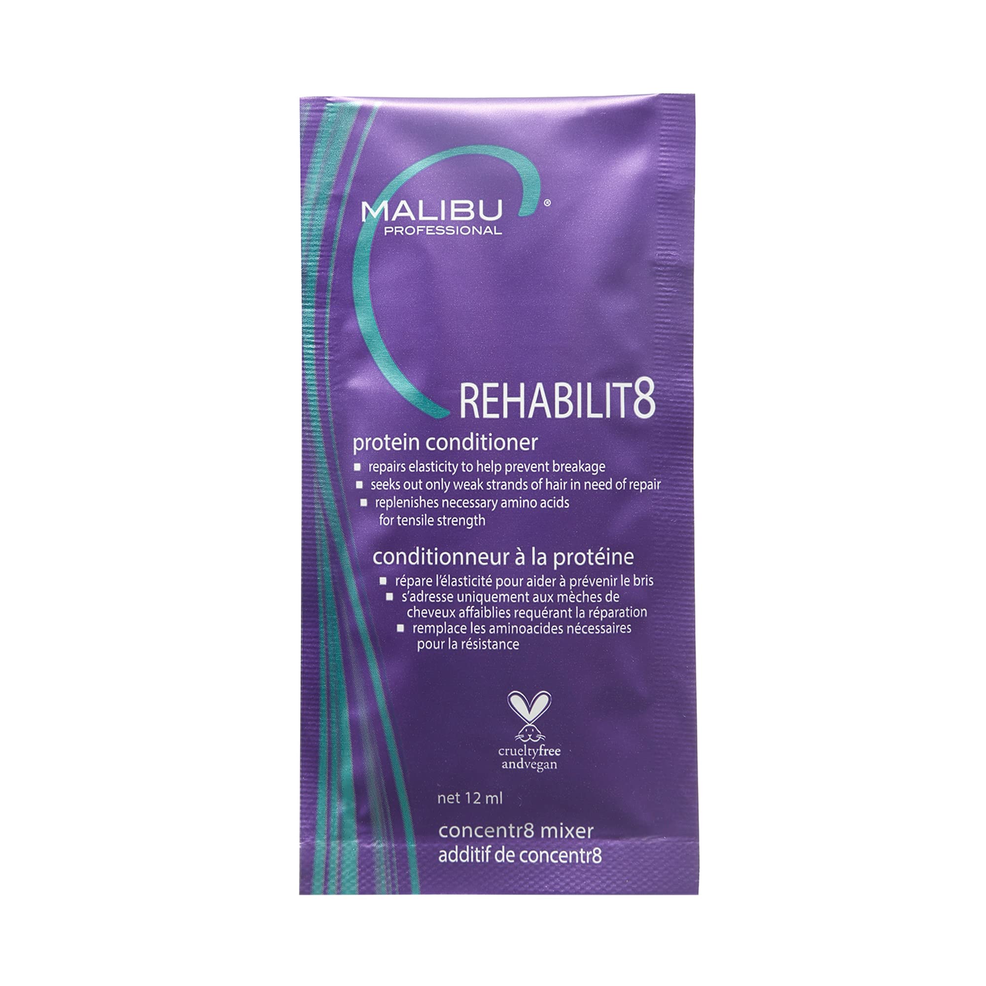 Malibu C REHABILIT8 Smoothing Protein Conditioner - Replenishes Hair Protein & Amino Acids to Prevent Breakage - Hydrating Conditioner for Damaged Hair