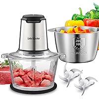 Food Processor, Meat Grinder with 2 Bowls 8 Cup and 8 Cup, Food Chopper Electric Vegetable Chopper with 4 Large Sharp Blades for Fruits, Meat, Vegetables, Baby Food, Nuts, 2 Speed.