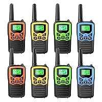 Walkie Talkies, MOICO Long Range Walkie Talkies for Adults with 22 FRS Channels, Family Walkie Talkie with LED Flashlight VOX LCD Display for Hiking Camping Trip (2Orange & 2Yellow & 2Green & 2Blue)