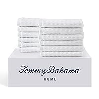 Tommy Bahama- Washcloth Set, Highly Absorbent Cotton Bathroom Decor, Low Linting & Fade Resistant (Northern Pacific White, 12 Piece)