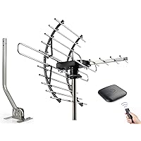 Digital HD TV Antenna, Amplified Attic/Outdoor Antenna, 360 Degree Rotation Wireless Remote, 4K 1080P VHF UHF, Mounting Pole Included, 200 Miles Range
