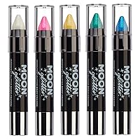 Iridescent Glitter Paint Stick/Body Crayon makeup for the Face & Body by Moon Glitter - 0.12oz - Set of 5