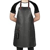 Genuine Leather Cooking, Barista, Workshop Apron with Tool Pockets