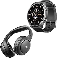TOZO S5 Smartwatch (Answer/Make Calls) Sport Mode Fitness Watch, Black + HT2 Hybrid Active Noise Cancelling Over Ear Bluetooth Headphones Black