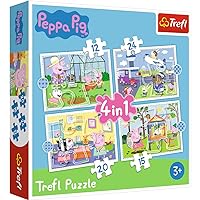 Trefl Peppa Pig 4in1 Jigsaw Puzzle 4in1 (12, 15, 20, 24) Holiday Recollection Print, DIY Puzzle, Peppa Pig, Creative Fun, Classic Puzzle for Adults and Children from 3 Years Old