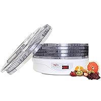 Total Chef Countertop Food Dehydrator, 5 Trays, Superior Air Flow Design, for Fruit Snacks, Jerky, Meat, Vegetables, Herbs, Dog Treats, Food Dryer Machine