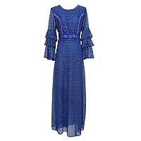 U/C Ladies Round Neck Long-Sleeved Dress with Beaded Bowknot Party Slim Dress
