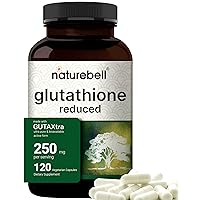 NatureBell Glutathione Supplement 250mg, 120 Veggie Caps, 4 Months Supply, 98%+ Purity Verified, Bioavailable Form - Reduced Glutathione, GUTAXtra, Third Party Tested, Non-GMO & Gluten Free