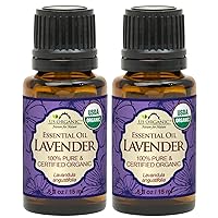 US Organic 100% Pure Lavender Essential Oil, Directly sourced from Bulgaria, USDA Certified Organic, Undiluted, for Diffuser, Humidifier, Massage, Skin, Hair Care, Non GMO, 15 ml 2 Pack