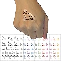 Dino-mite Dynamite Dinosaur Teacher School Recognition Temporary Tattoo Water Resistant Fake Body Art Set Collection - White (One Sheet)