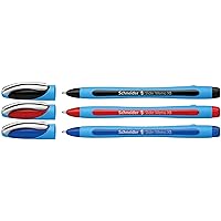 Schneider Slider Memo XB (Extra Broad) Ballpoint Pen, 1.4 mm, Light Blue Barrel, Assorted Ink Colors, Pack of 3 Pens: Black, Red, Blue (150293)