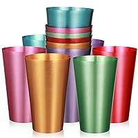 12 Set Aluminum Tumblers Cup for Drink, Water Tumblers Colorful for Children and Adults for Birthday Party Camping Travel Outdoors Supplies, Stackable, 16oz, Large