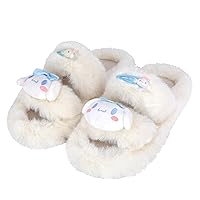 Cinnamonroll Thick Slippers Cross Band Cozy Melody Slides Fluffy Furry Open Toe Kuromi Slippers Plush Home Slide Indoor Slipper for Women