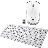 ELECOM Cute Gray Face Wireless Mouse + Bluetooth Keyboard Work with Chrome Certified, ECO Recycled Material