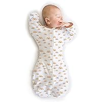 SwaddleDesigns Transitional Swaddle Sack with Arms Up Half-Length Sleeves and Mitten Cuffs, Watercolor Sunny Days, Small, 0-3 Mo, 6-14 lbs (Better Sleep, Easy Swaddle Transition)