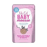 Tiki Cat Baby, Chicken and Chicken Liver, Grain-Free and Nutrient Rich, Wet Cat Food for Kittens 4 Weeks+, 2.4 oz. Pouch (Pack of 12)
