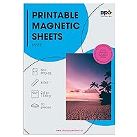 PPD 10 Sheets Printable Inkjet Magnetic Sheets Matte Finish Premium 11mil Thick Photo Paper Quality, Instant Dry and Water-Resistant 8.5x11 (PPD-32-10)
