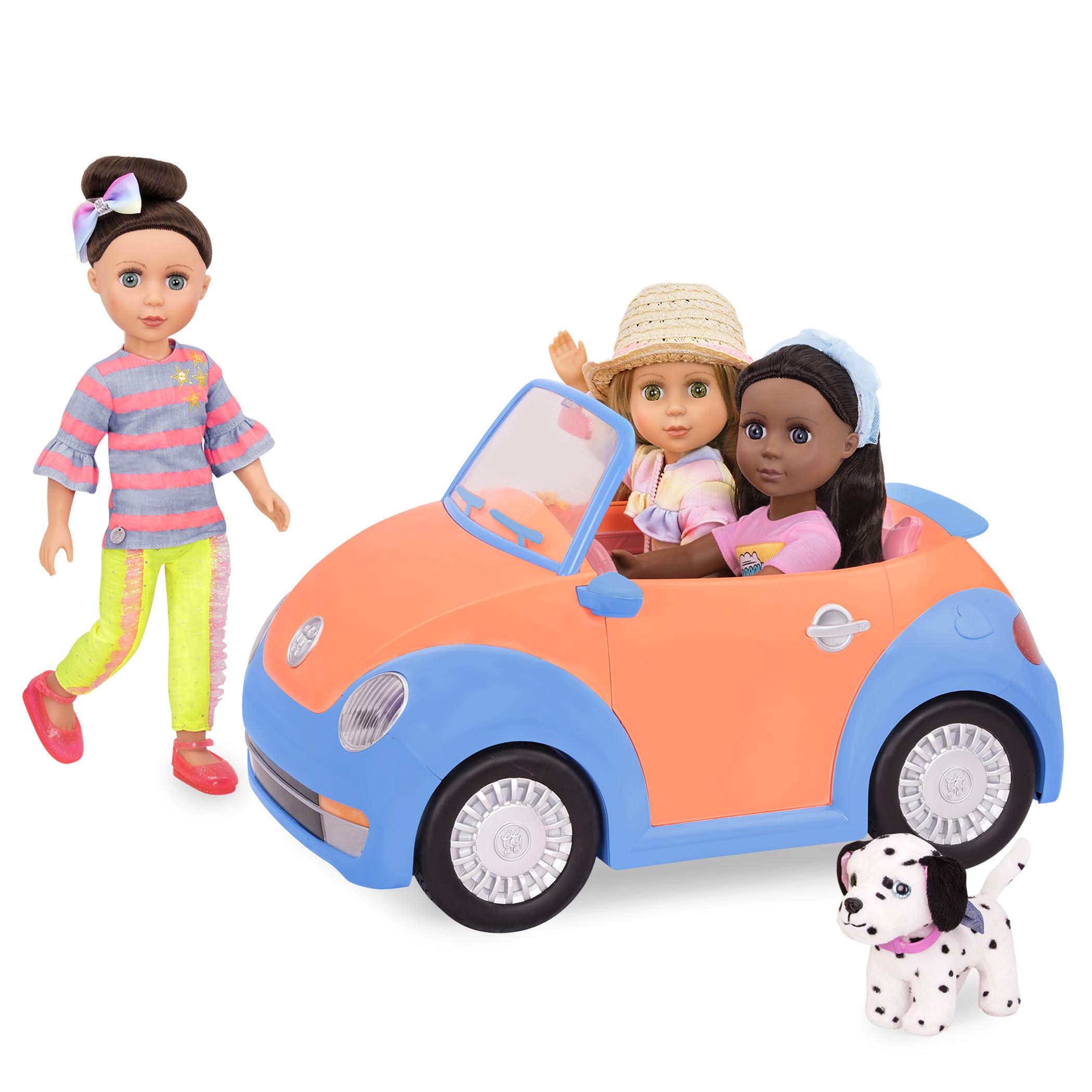 Glitter Girls - Convertible Car for 14-inch Dolls - Toys, Clothes & Accessories for Girls 3-Year-Old & Up, Blue, Orange, Pink